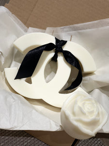 Chanel candle with flower