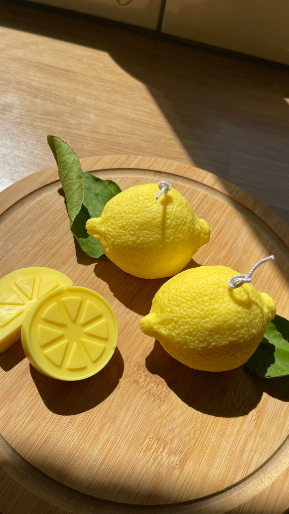2 lemons soy wax candle set
