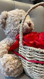Charming Teddy Bear & Rose Basket Gift