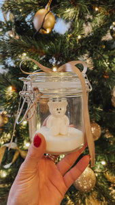 Bear soy wax candle in a glass jar