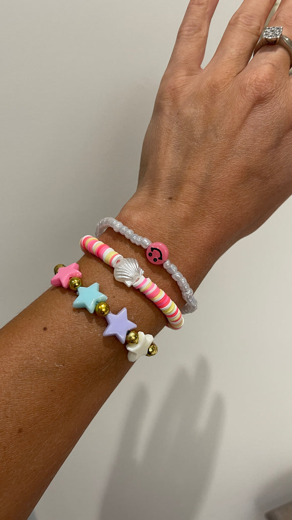 Clay bead bracelets set of 3