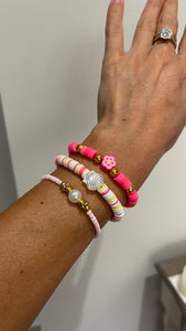 Clay bead bracelets set of 3