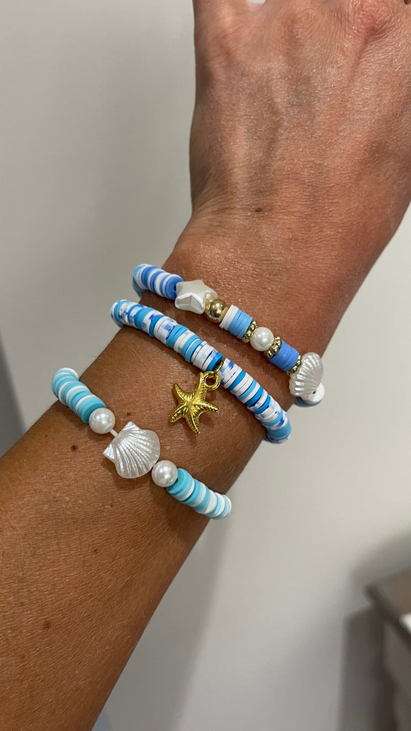 Clay bead bracelets set of 3