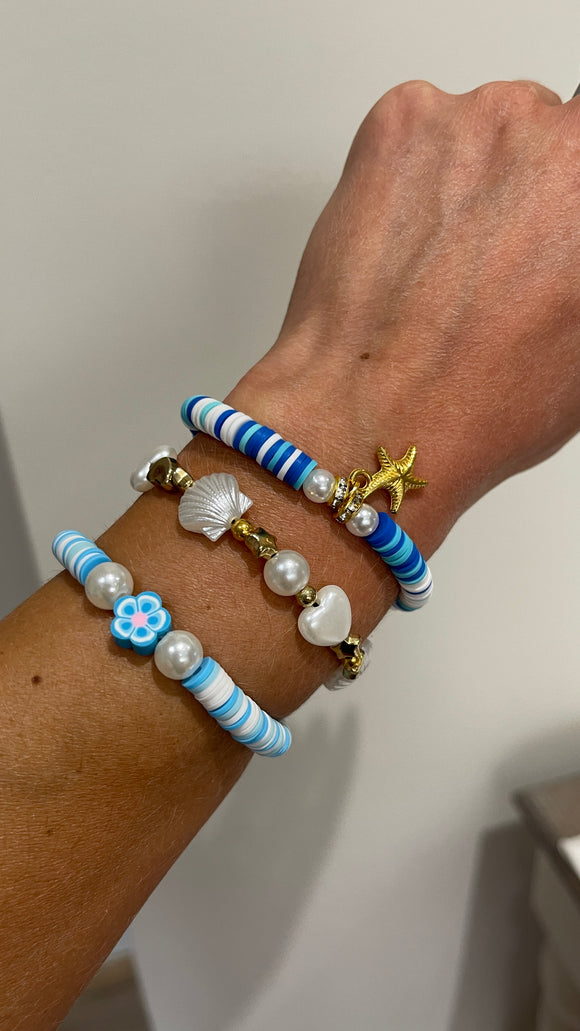 Clay bead bracelets set of 3